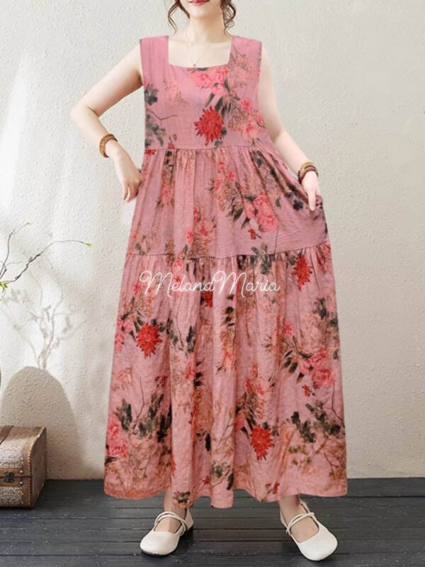 Meland Maria Squareneck Sleeveless Maxi Dress-13